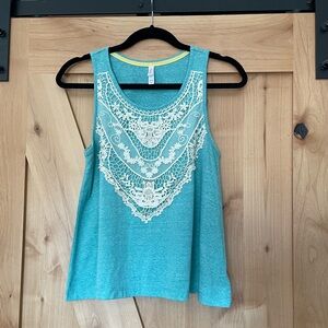 Xhilaration Turquoise Tank with Lace Detail